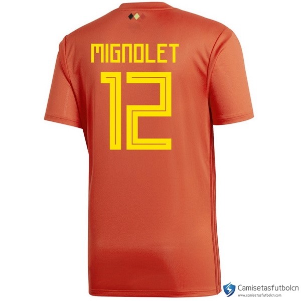 Camiseta Seleccion Belgica Primera equipo Mignolet 2018 Rojo